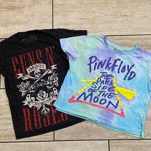 Pink Floyd Crop Top and Guns and Roses Shirt Bundle